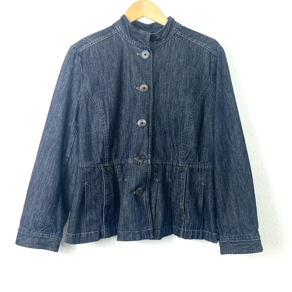J.Jill Denim Button-Up Jacket with Pleated Peplum. Very Unique! - Picture 3 of 12